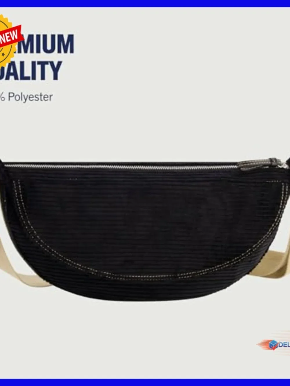 Corduroy Hobo Bag with Adjustable Strap, 15.5W x 7.5H
